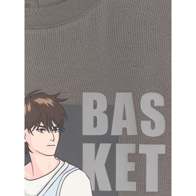 6. T-shirt oversize z nadrukiem chłopięcy 4F 4FJRAW25TTSHM3062-24S