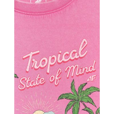 5. T-shirt bawełniany dziewczęcy 4F 4FJRSS26TTSHF3981-54S