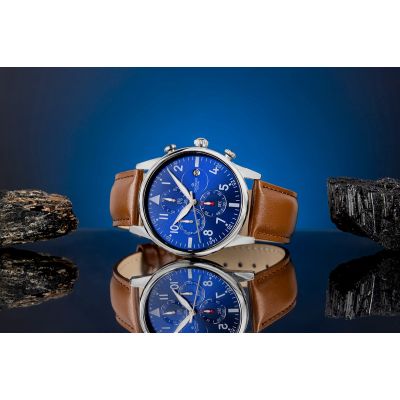 5. Zegarek Męski Giewont Chronograph Sapphire Brązowo Niebieski GW5630-A6