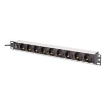 Digitus DN-95437 rozdzielacz zasilania PDU 9 x gniazdo sieciowe 1U Czarny, Srebrny