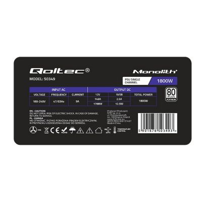 7. QOLTEC ZASILACZ PCI-E 1800W | 80 PLUS PLATINUM | GAMING MINER