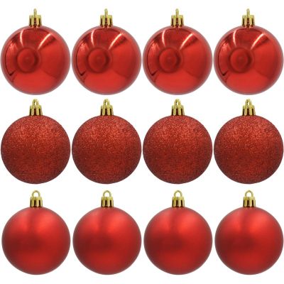 8. BOMBKA DEKORACYJNA PLASTIKOWA 12SZT 60MM CZERWONY