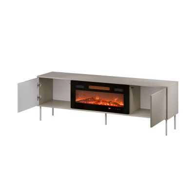 6. Szafka RTV EF + kominek czarny TRESSE 180x40x54,5 kaszmir mat