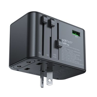 7. Adapter ładowarka podróżna Acefast Z1 GaN 75W PD 3x USB-C 2x USB-A - czarny