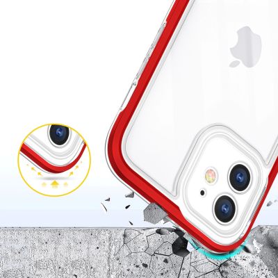 6. Clear 3in1 etui do iPhone 12 żelowy pokrowiec z ramką czerwony
