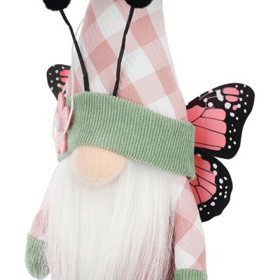 9. SKRZAT GNOM MOTYL RÓŻOWY 25CM DEKORACJA WIOSENNA