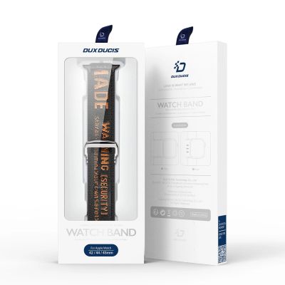 5. Dux Ducis Strap (Outdoor Version) pasek Apple Watch Ultra, SE, 9, 8, 7, 6, 5, 4, 3, 2, 1 (49, 45, 44, 42 mm) nylonowa opaska bransoleta czarno-pomarańczowy