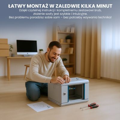 11. Extralink - szafka wisząca  4U 10" kolor szary