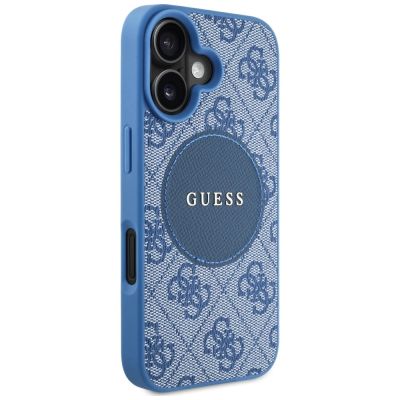 4. Etui Guess 4G Circle Classic Logo MagSafe na iPhone 16 - niebieskie