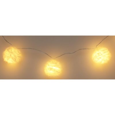 25. LAMPKI GIRLANDA FUTRZANE KULKI NA BATERIE 50MM LED CIEPŁY BIAŁY