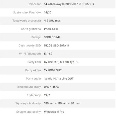 6. AVTEK KOMPUTER OPS I7 13650HX 16GB 512GB/WIN 11 PRO