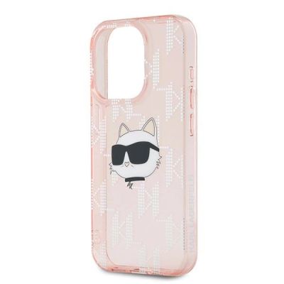 6. Etui Karl Lagerfeld IML Choupette Head & Monogram na iPhone 15 Pro Max - różowe