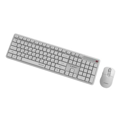4. GEMBIRD BEZPRZEWODOWY ZESTAW KLAWIATURY + MYSZ SILENT KEY PRO BUSINESS, BIAŁY, UKŁAD RU