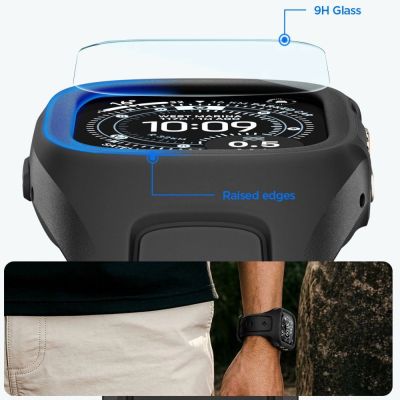8. Pasek z obudową Spigen Liquid Air Pro + Szkło hartowane 9H na Apple Watch Ultra 49 mm - czarny