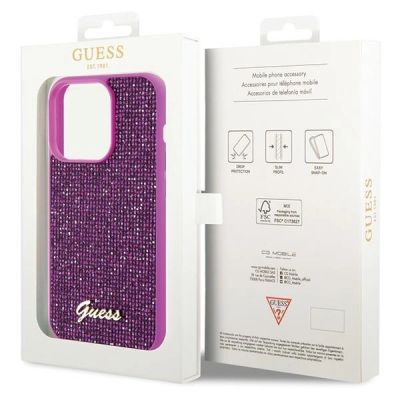 8. Etui Guess Disco Metal Script na iPhone 15 Pro - różowe