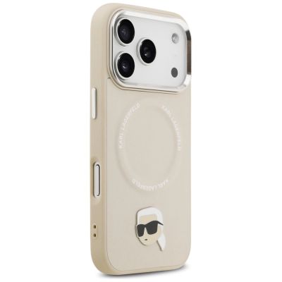 4. Etui Karl Lagerfeld Karl Pin MagSafe do iPhone 17 Pro - beżowe