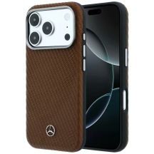 Etui Mercedes Leather Semi Wrap Wood Effect MagSafe na iPhone 18 Pro Max / 17 Pro Max - brązowe