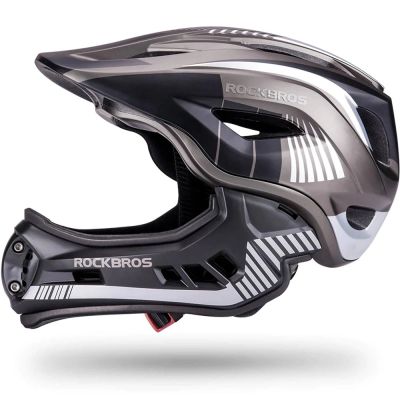 2. Kask rowerowy Rockbros TT-32SBTG-S dziecięcy z odpinaną szczęką rozmiar S - szary