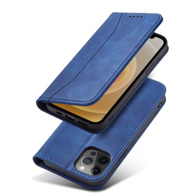 4. Magnet Fancy Case etui do iPhone 12 Pro Max pokrowiec portfel na karty kartę podstawka niebieski