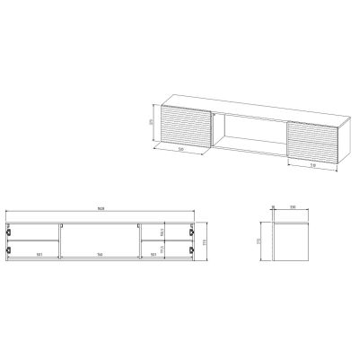 4. Szafka RTV TULA 183x35x37 biały mat + czarny kominek