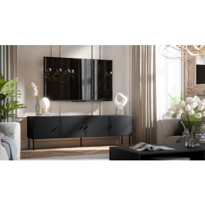 3. Szafka RTV 4D PALAZZO BIS 201x40x60 czarny mat