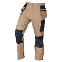 Spodnie robocze Mix&Match, 4 way stretch, z kaburami, Cordura, beżowo-czarne, rozmiar XXXL