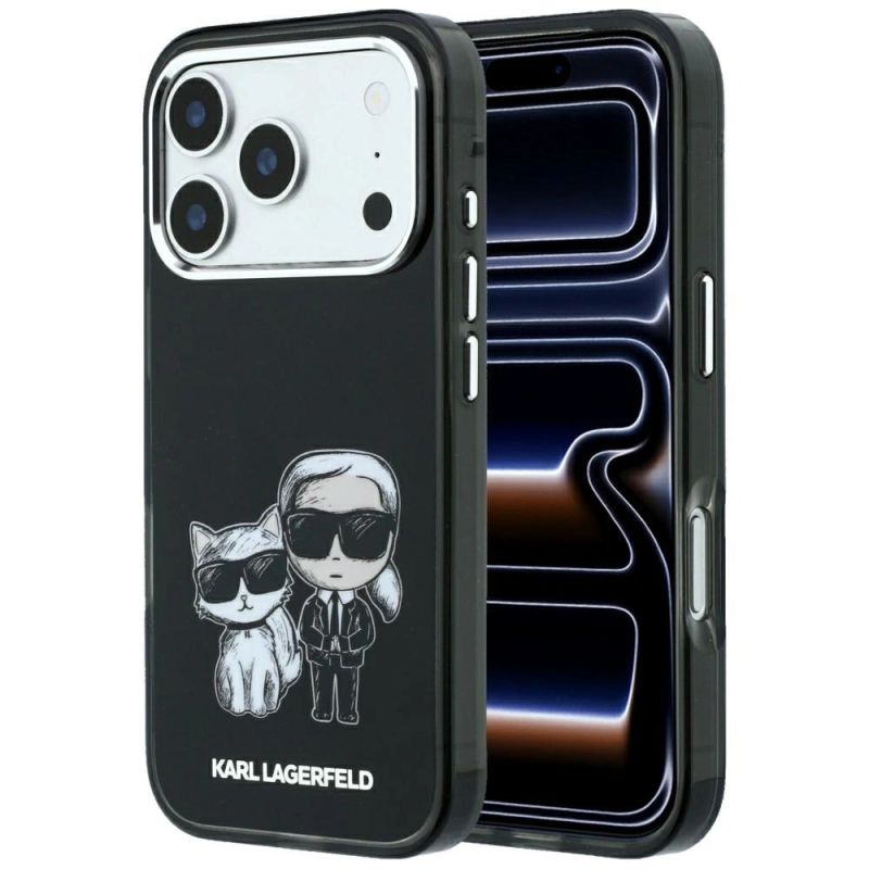 Etui Karl Lagerfeld Smooth Karl & Choupette Bodies Sketch MagSafe na iPhone 18 Pro Max / 17 Pro Max - czarne