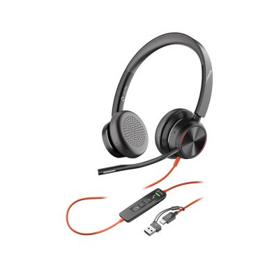 228. Zestaw słuchawkowy POLY Blackwire 8225 Stereo 8X225AA USB-C z certyfikatem Microsoft Teams + przejściówka USB-C/A