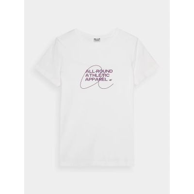 4. T-shirt slim z nadrukiem damski 4F 4FRSS24TTSHF2499-10S