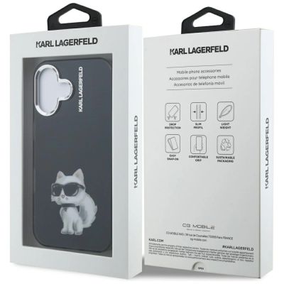 8. Etui Karl Lagerfeld IML Aquarelle Choupette & Logo na iPhone 16 - czarne