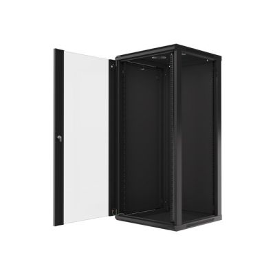 18. Szafa jednosekcyjna Lanberg WF01-6627-10B (27U; 1300mm / 600mm / 600 mm; wisząca; Szklane; 19''; kolor czarny)