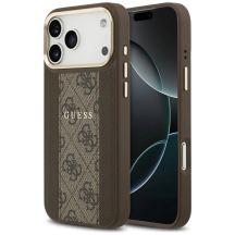 Etui Guess 4G Stripe MagSafe na iPhone 17 Pro Max - brązowe