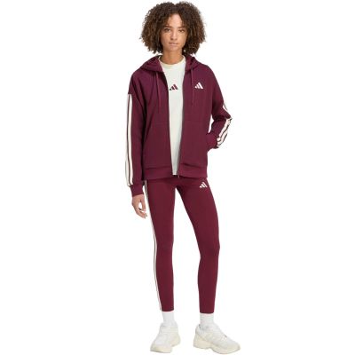 6. Bluza damska adidas Essentials 3-Stripes Full-Zip bordowa KX0785