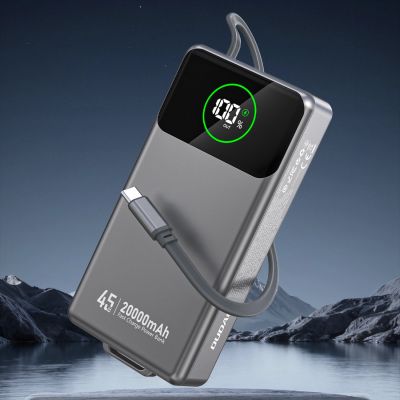 3. Powerbank Dudao K31 Pro 45W 20000mAh z wbudowanym zwijanym kablem USB-C - szary