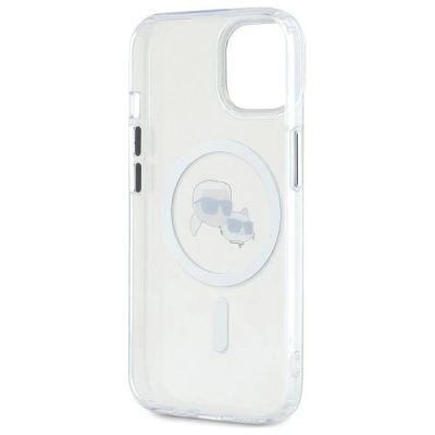 7. Etui Karl Lagerfeld IML Metal Karl&Choupette Head MagSafe na iPhone 14 - białe