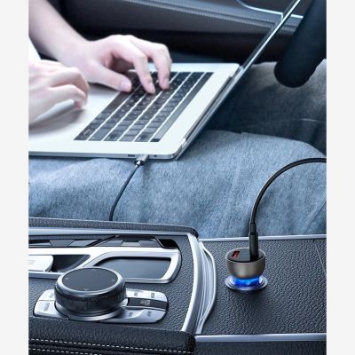 13. Baseus ładowarka samochodowa USB / USB Typ C 65 W 5 A SCP Quick Charge 4.0+ Power Delivery 3.0 ekran LCD szary (CCKX-C0G)