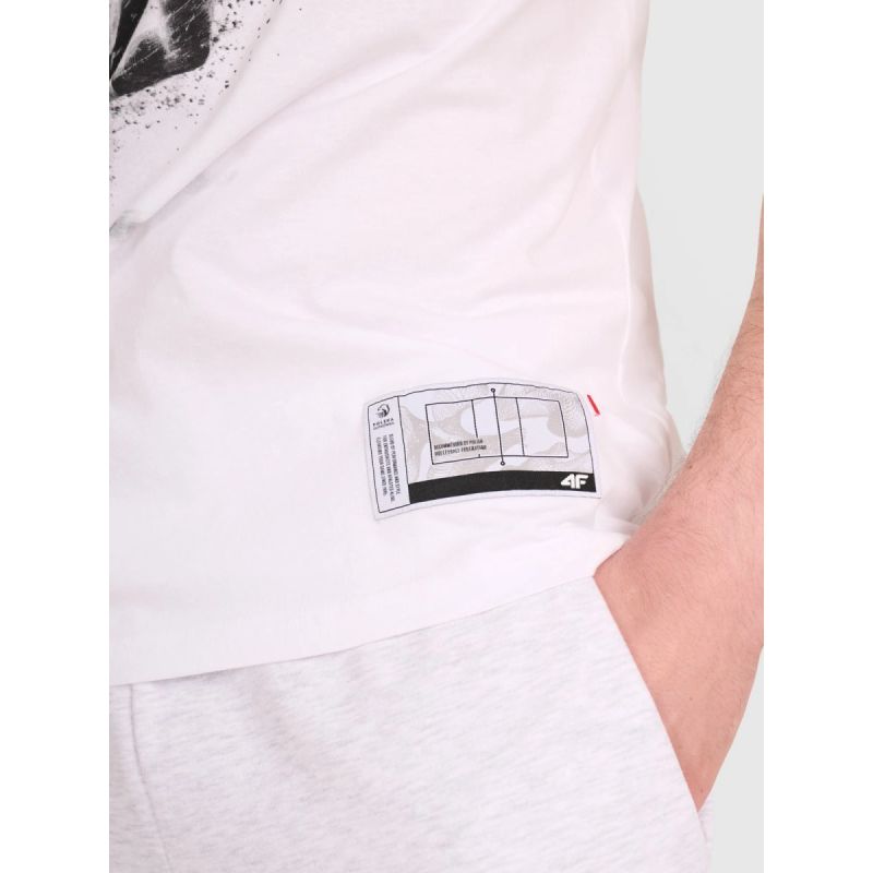 7. T-shirt regular z nadrukiem siatkarskim męski 4F 4FRAW25TTSHM3318-10S