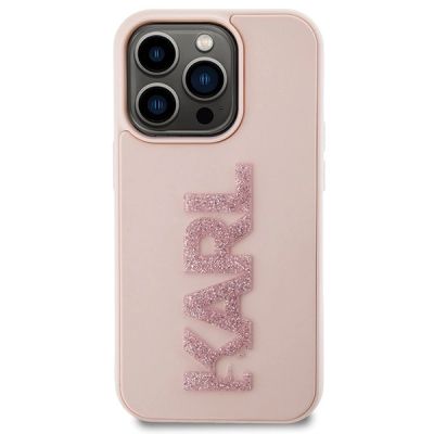3. Etui Karl Lagerfeld 3D Rubber Glitter Logo na iPhone 15 Pro - różowe