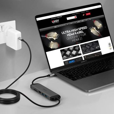 5. Lindy 43326 stacja dokująca Przewodowa USB 3.2 Gen 1 (3.1 Gen 1) Type-C Czarny, Szary