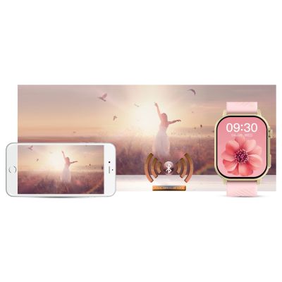 21. Smartwatch Gravity GT15-7 Różowy Pasek Silikonowy + Złota Bransoleta