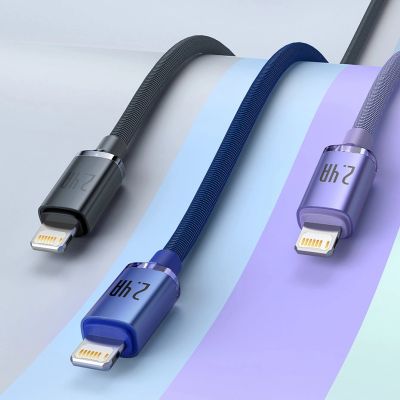 18. Baseus Crystal Shine Series kabel przewód USB do szybkiego ładowania i transferu danych USB Typ A - Lightning 2,4A 2m niebieski (CAJY000103)
