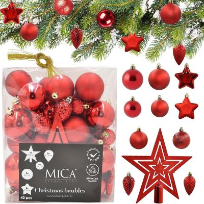 13. BOMBKA DEKORACYJNA PLASTIKOWA BEZPIECZNA 40SZT CZERWONY MICA