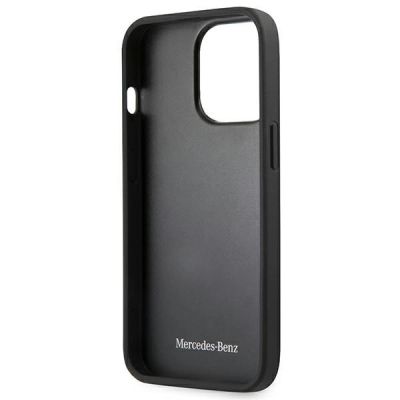 7. Etui Mercedes Leather Meshed Metal Logo na iPhone 13 Pro / iPhone 13 - czarne