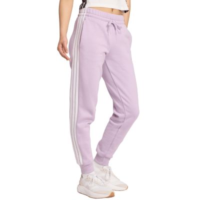 10. Spodnie damskie adidas Essentials 3-Stripes Fleece Slim różowe JY3097