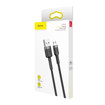 11. Kabel Baseus Cafule Cable CAMKLF-CG1 USB-A / micro USB 1.5A 2 m - czarno-szary