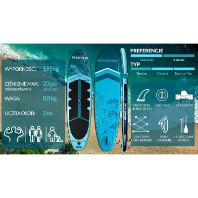 3. Deska SUP SKATINGER Octopus 335x86x15 cm Allround