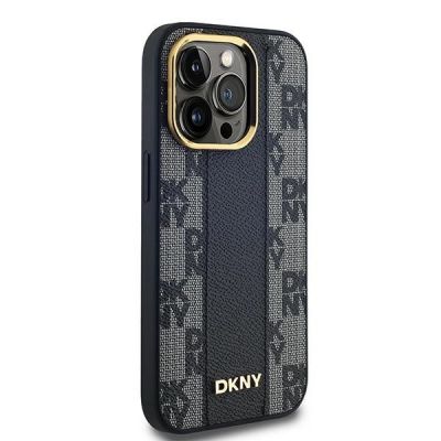 4. Etui DKNY Leather Checkered Mono Pattern MagSafe na iPhone 14 Pro - czarne
