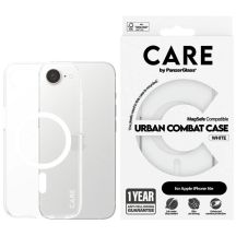 Etui CARE by PanzerGlass Flagship Urban Combat White MagSafe na iPhone 16e - przezroczyste