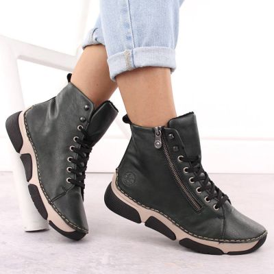 2. Botki damskie komfortowe zielone Rieker 45920-54