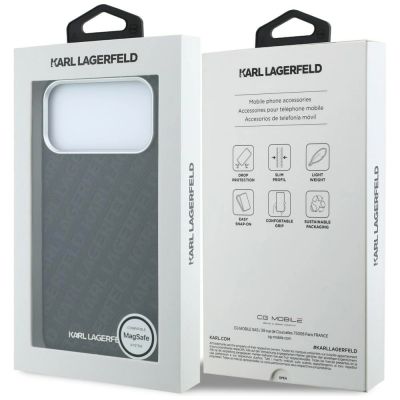 8. Etui Karl Lagerfeld Grained Allover Logo Metal Elongated MagSafe na iPhone 17 Pro / 18 Pro - czarne